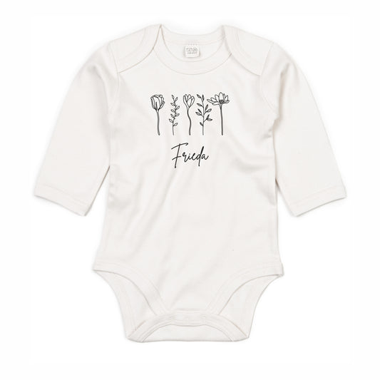 Langarmbody Bio Baumwolle Blumen