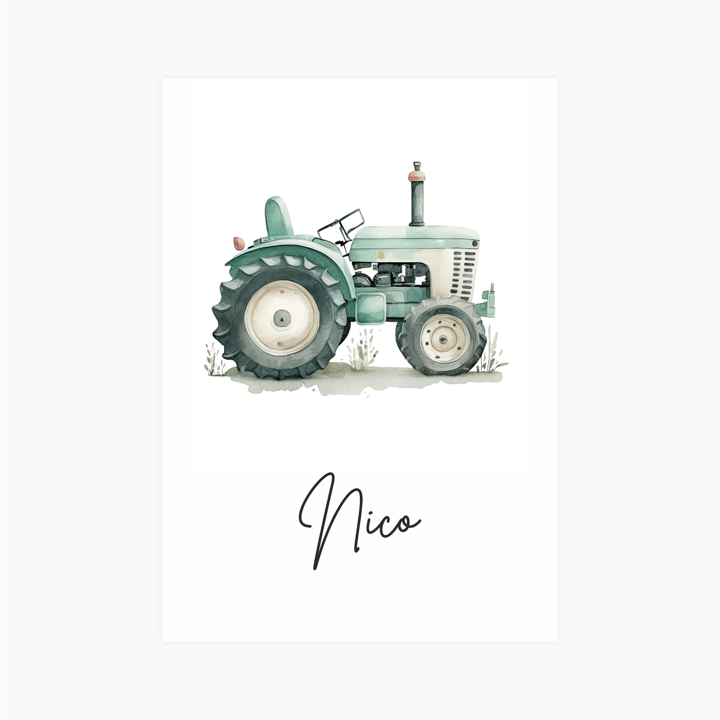 Kinderposter Traktor grün