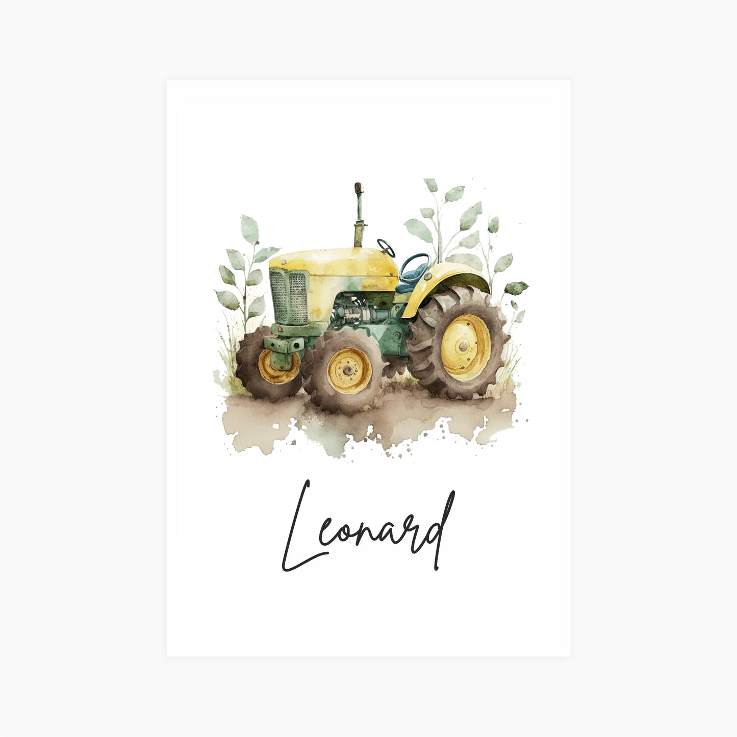 Kinderposter Traktor gelb