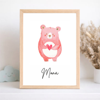 Kinderposter Bär Rosa