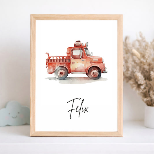 Kinderposter Feuerwehrauto