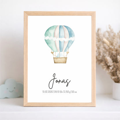 Geburtsposter Heißluftballon