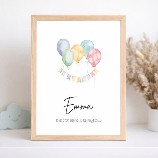Geburtsposter Luftballons
