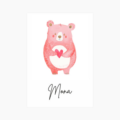 Kinderposter Bär Rosa
